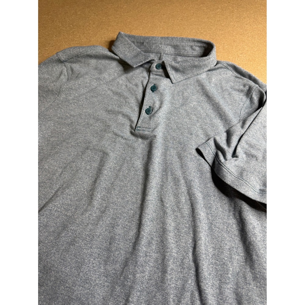 Lululemon Evolution Polo Shirt Mens Blue Gray Heathered Short Sleeve Golf Top